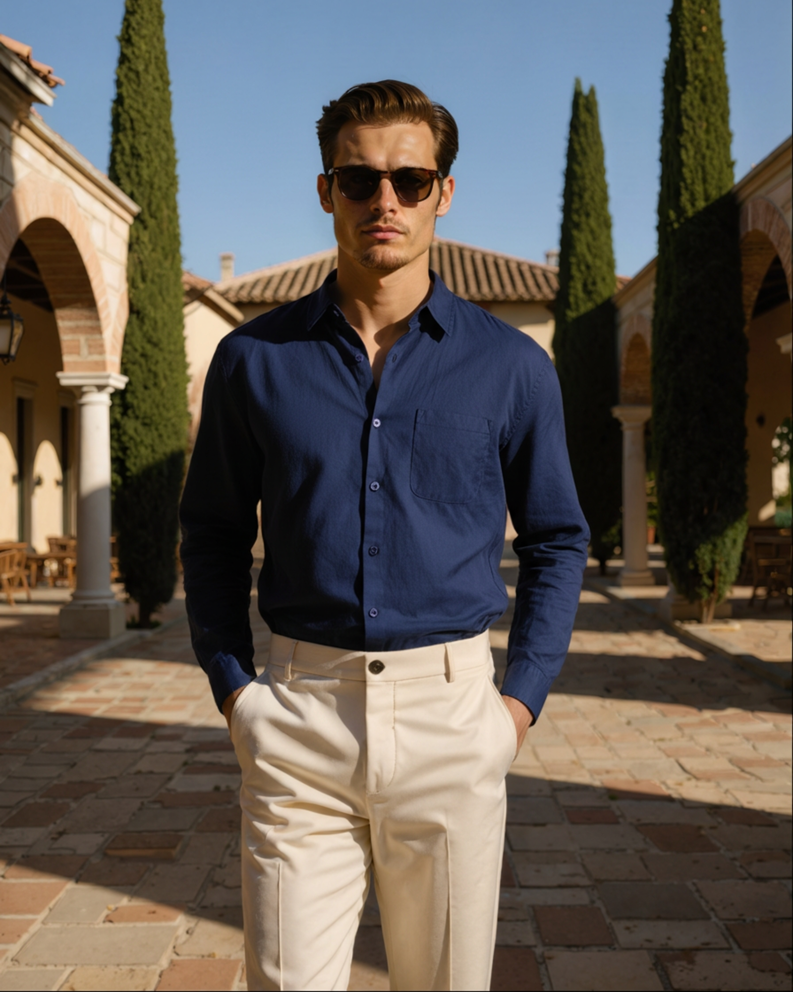 Additional view 12 of Men's Linen Linen Shirt in an available colour — Ardovena Amalfi
