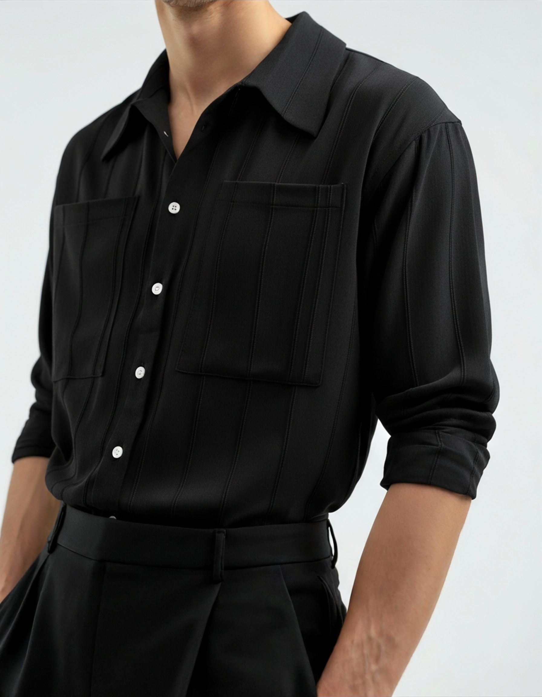 Additional view 12 of Men's Ribbed Shirt in an available colour — Ardovena Amalfi