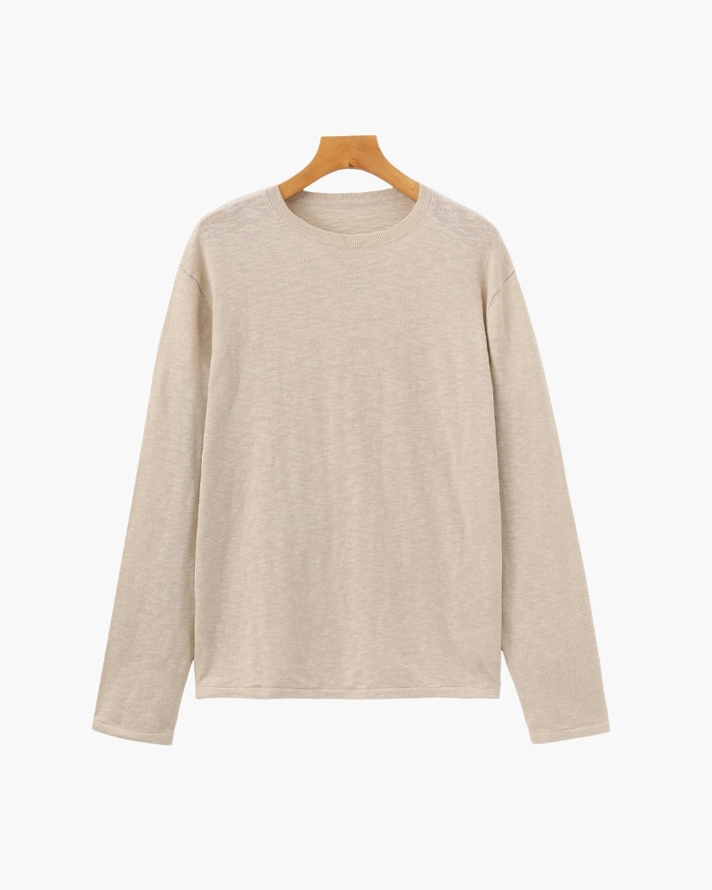 Men's Linen Cotton Crewneck in an available colour — Ardovena Bari, main product view