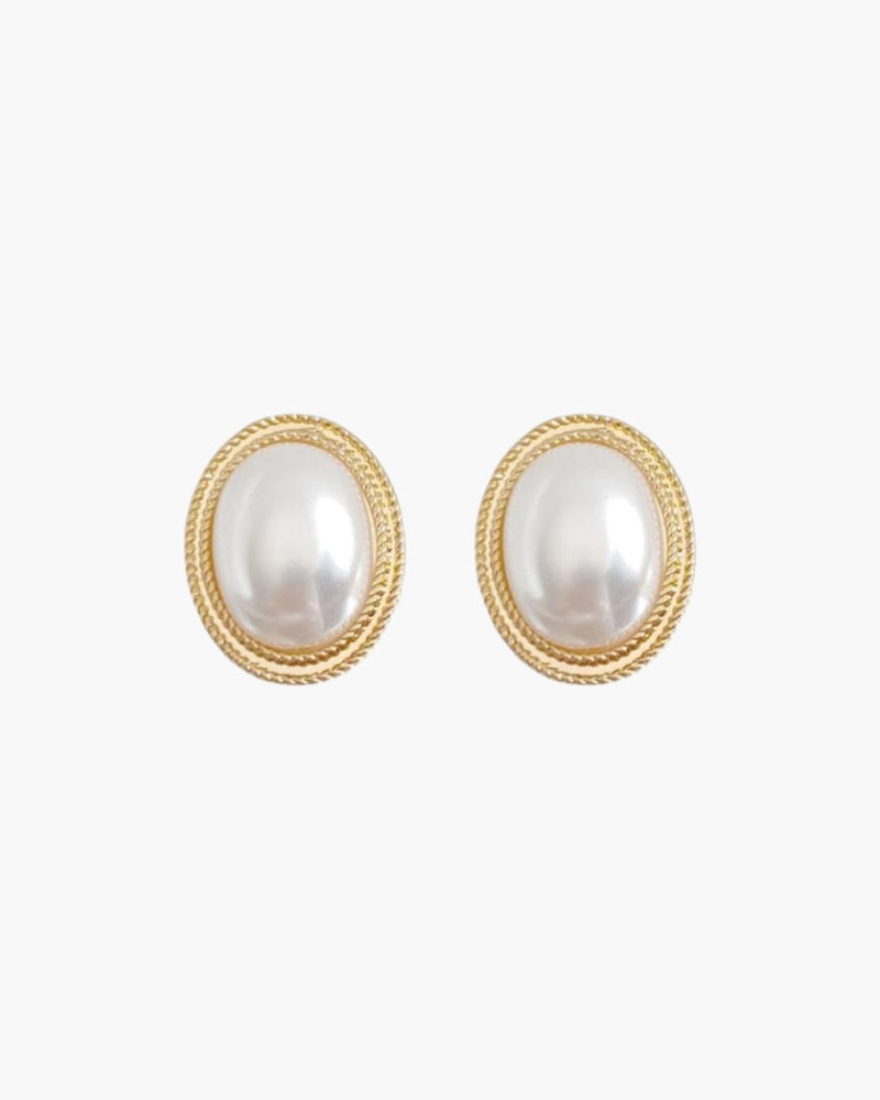 Women's Oval Studs in Gold — Ardovena Bari, main product view