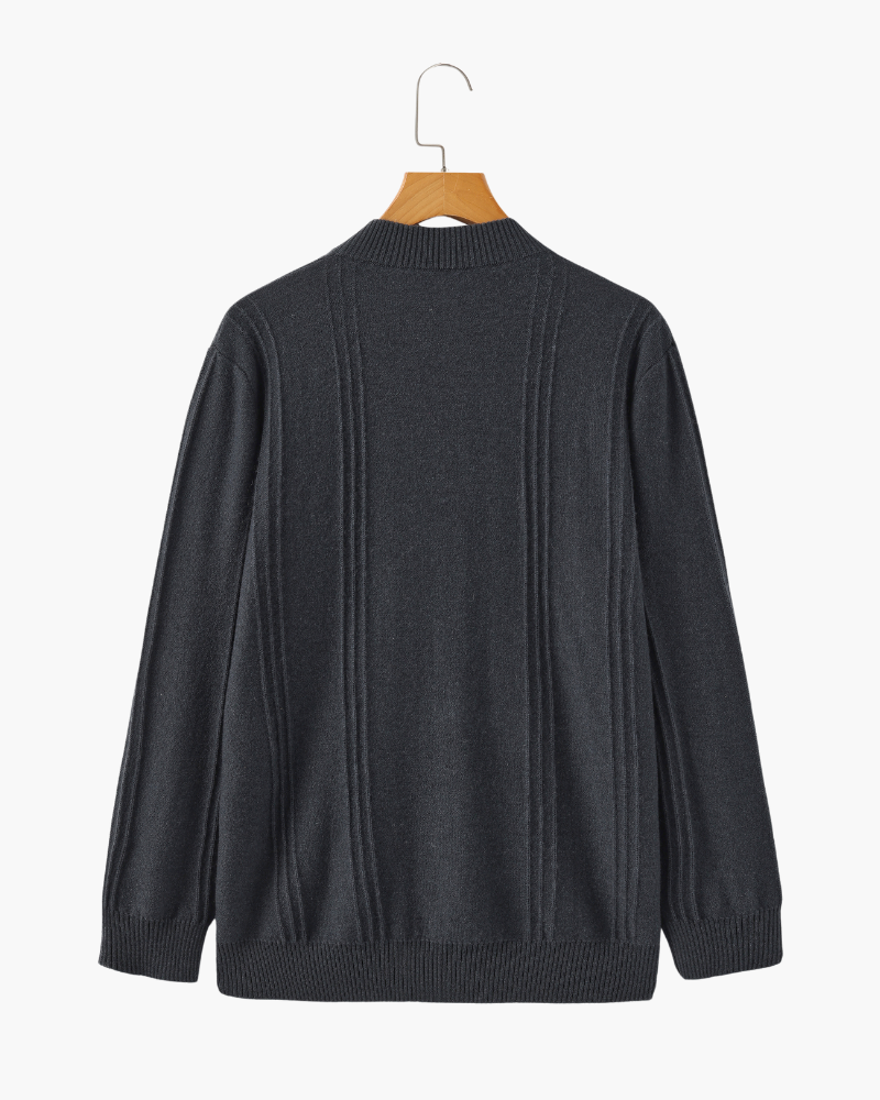 Additional view 10 of Men's Knit Cashmere Ribbed Half-zip Sweater in an available colour — Ardovena Cádiz