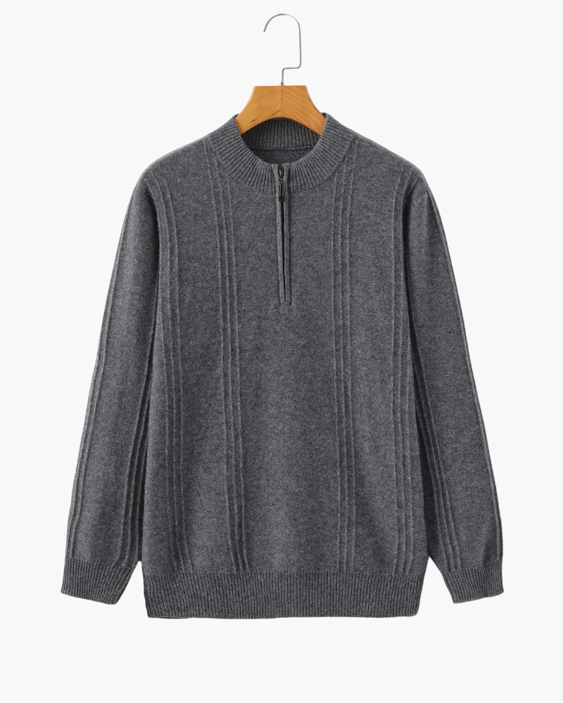 Additional view 15 of Men's Knit Cashmere Ribbed Half-zip Sweater in an available colour — Ardovena Cádiz