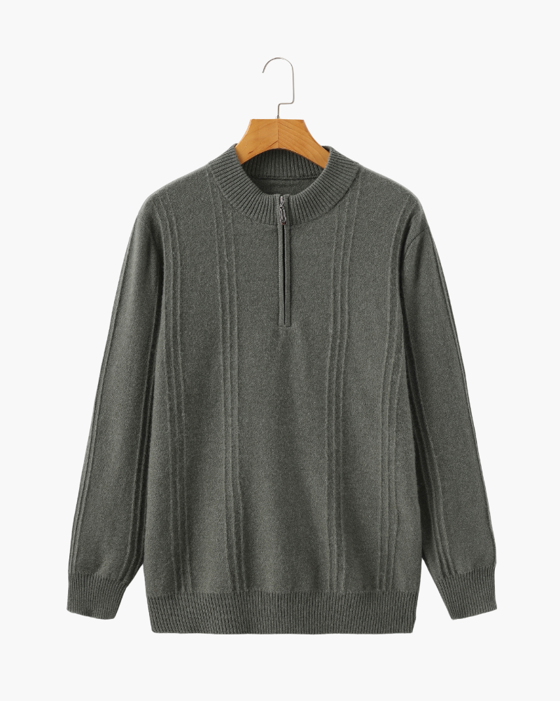 Additional view 17 of Men's Knit Cashmere Ribbed Half-zip Sweater in an available colour — Ardovena Cádiz