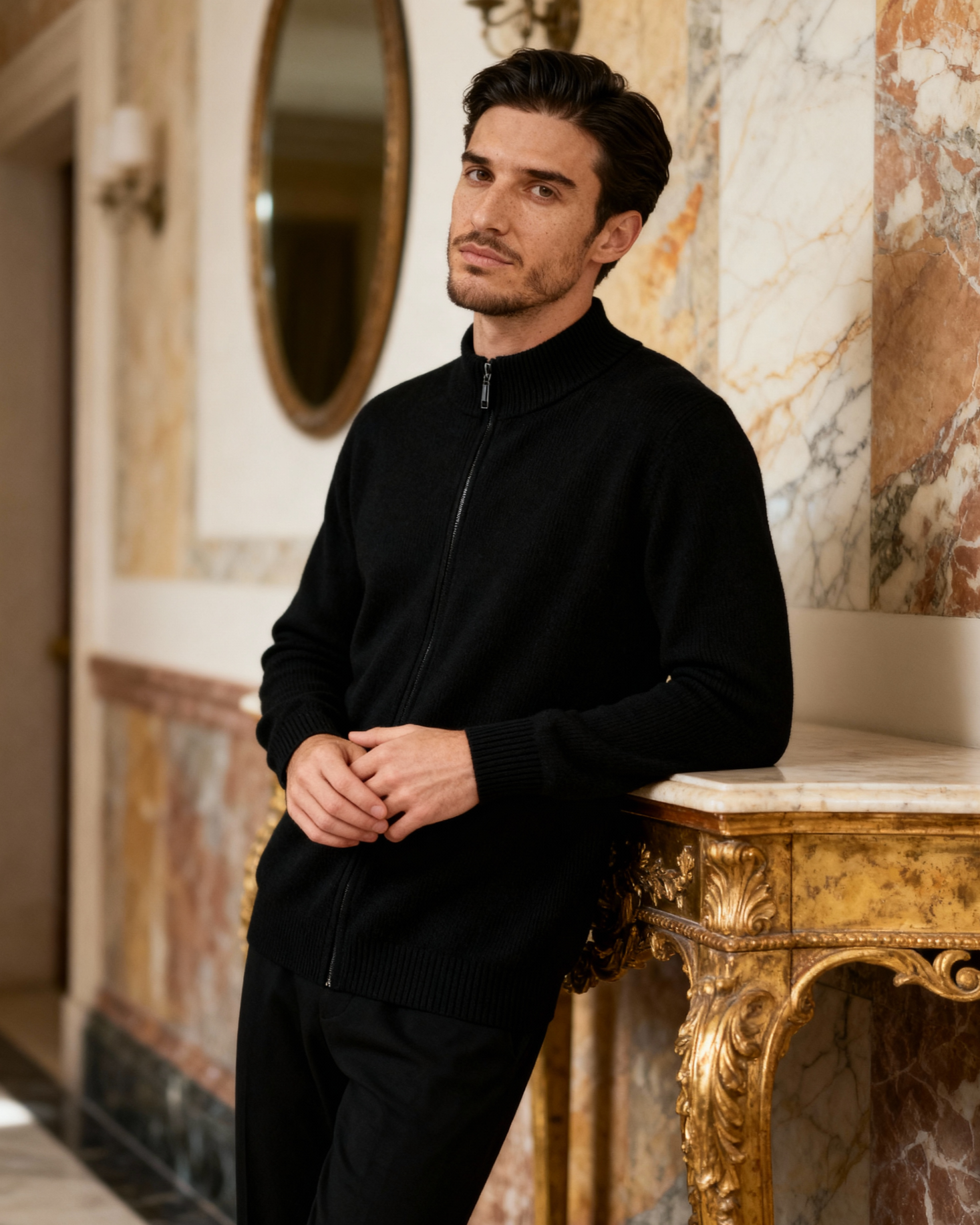 Additional view 09 of Men's Knit Cashmere Vest in Black — Ardovena Cádiz