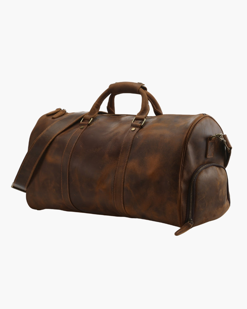 Back view of Unisex Leather Leather Duffle in an available colour — Ardovena Girona