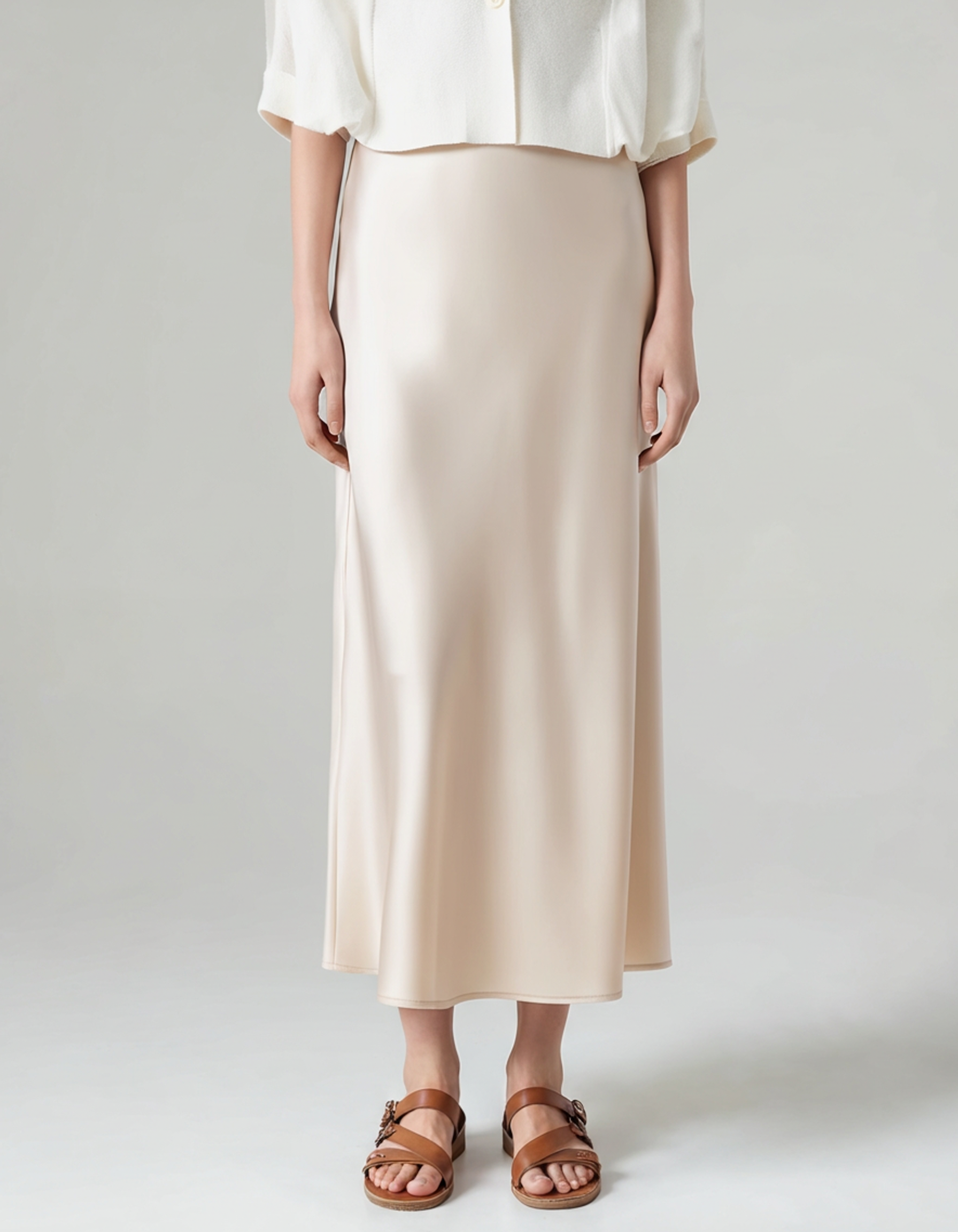 Back view of Women's Satin Silk Skirt in an available colour — Ardovena Girona