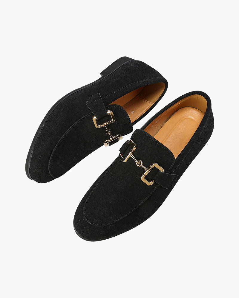 Close-up of material and construction details on men's Suede Loafers — Ardovena Girona