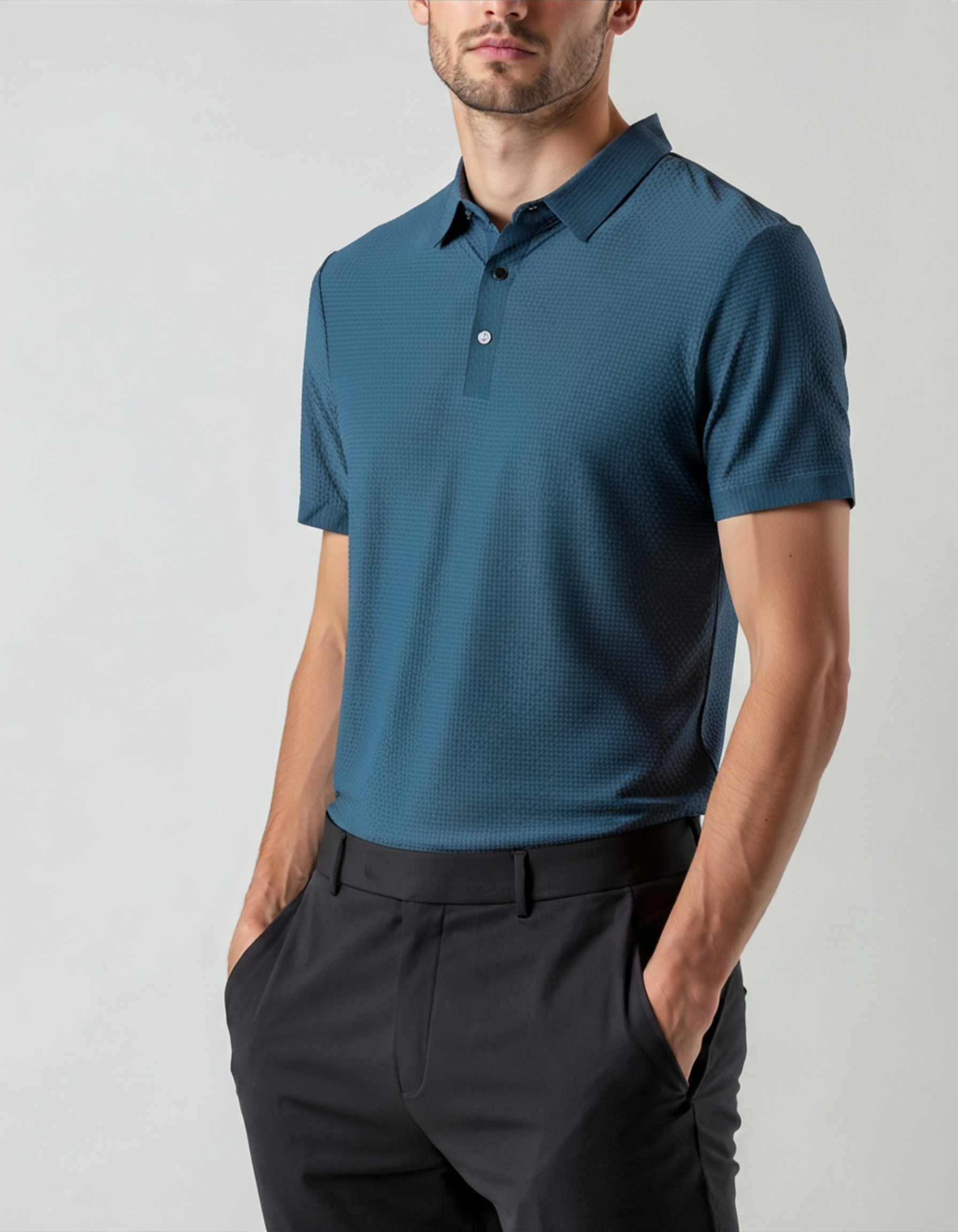 Additional view 05 of Men's Satin Silk Polo Anti-wrinkle in an available colour — Ardovena Lucca
