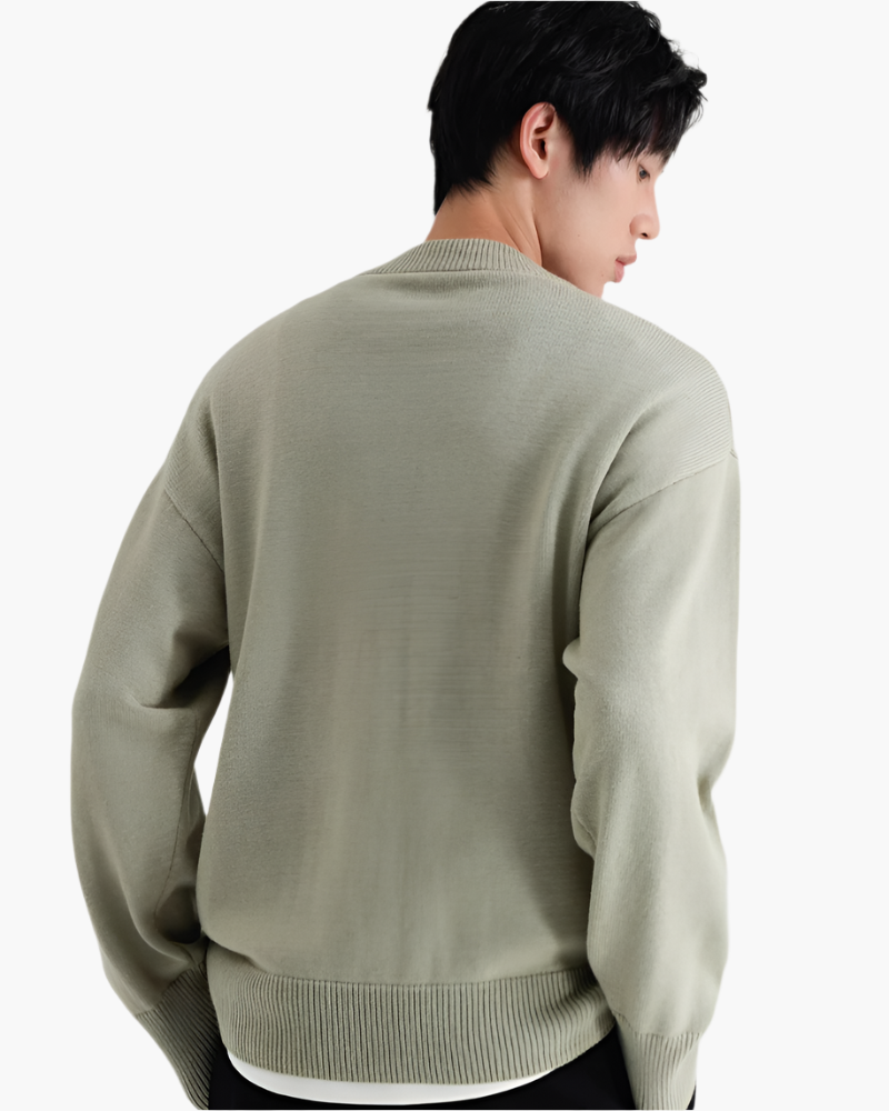 Close-up of material and construction details on men's Wool Turtleneck — Ardovena Lucca