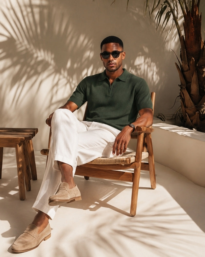 Additional view 15 of Men's Cotton Cotton Zip-up Polo in an available colour — Ardovena Otranto