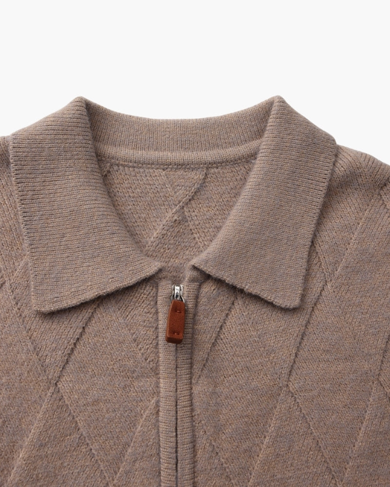 Additional view 04 of Men's Knit Diamond Knit Cardigan in an available colour — Ardovena Positano