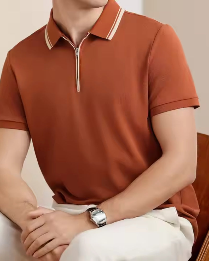 Additional view 06 of Men's Knit Knit Zip Polo in an available colour — Ardovena Positano