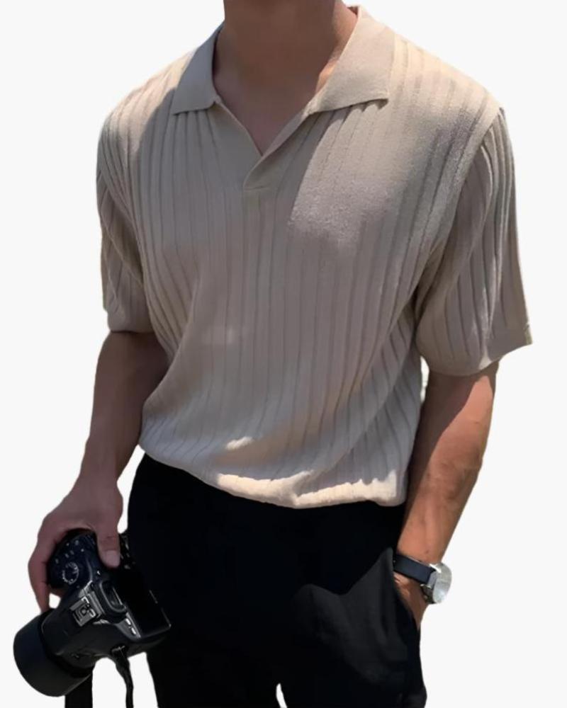 Additional view 06 of Men's Cotton Ribbed Cotton Polo in an available colour — Ardovena Positano