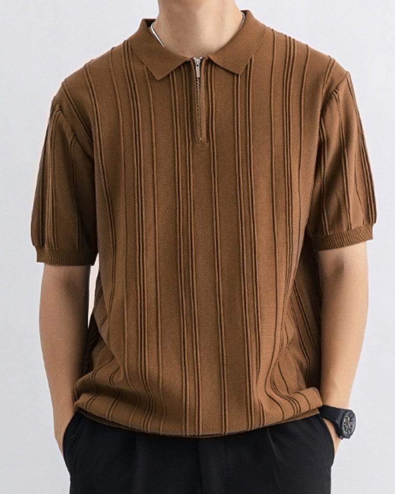 Additional view 04 of Men's Knit Zip Knit Polo in an available colour — Ardovena Positano