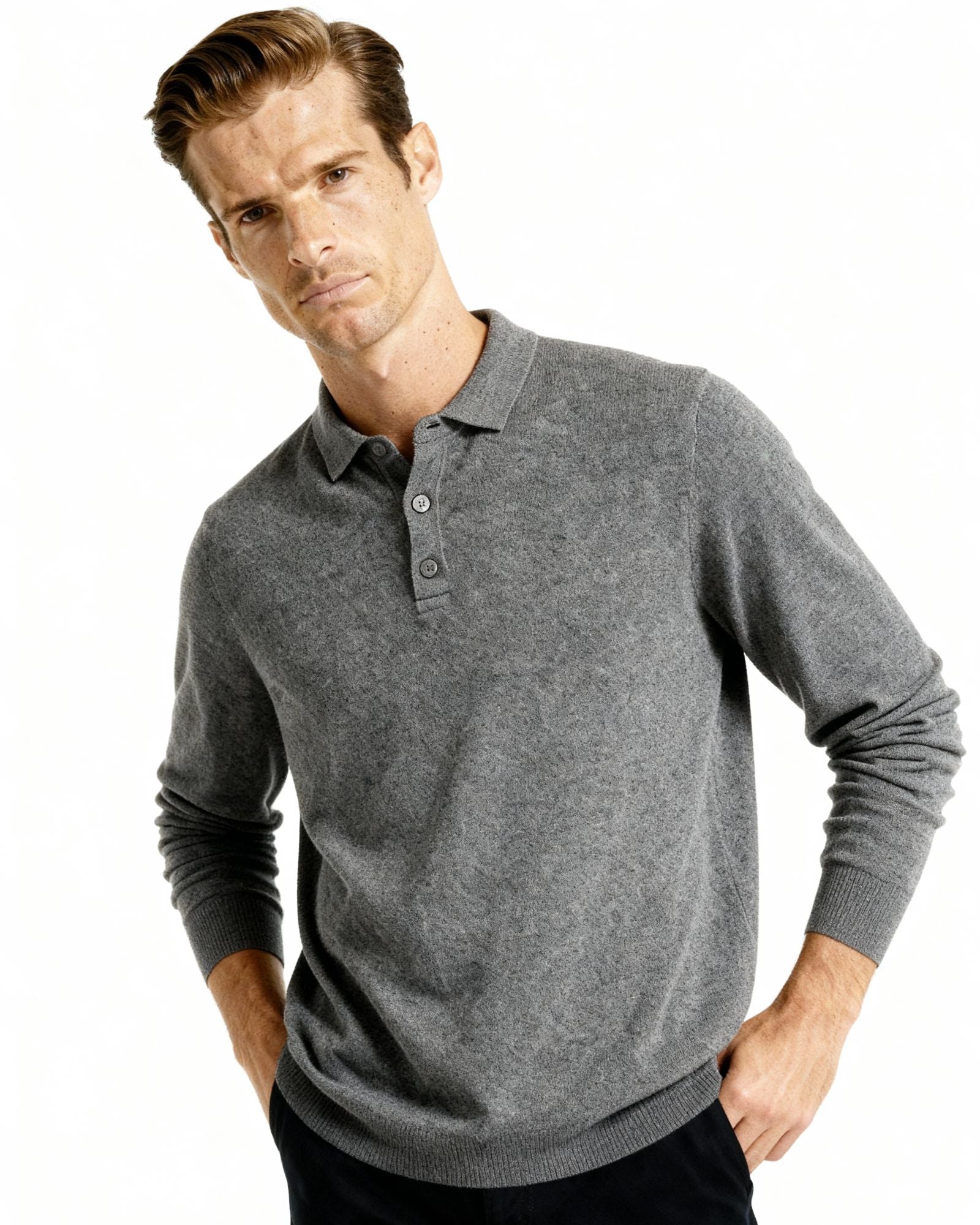 Additional view 15 of Men's Knit Cashmere Polo in an available colour — Ardovena Ravenna