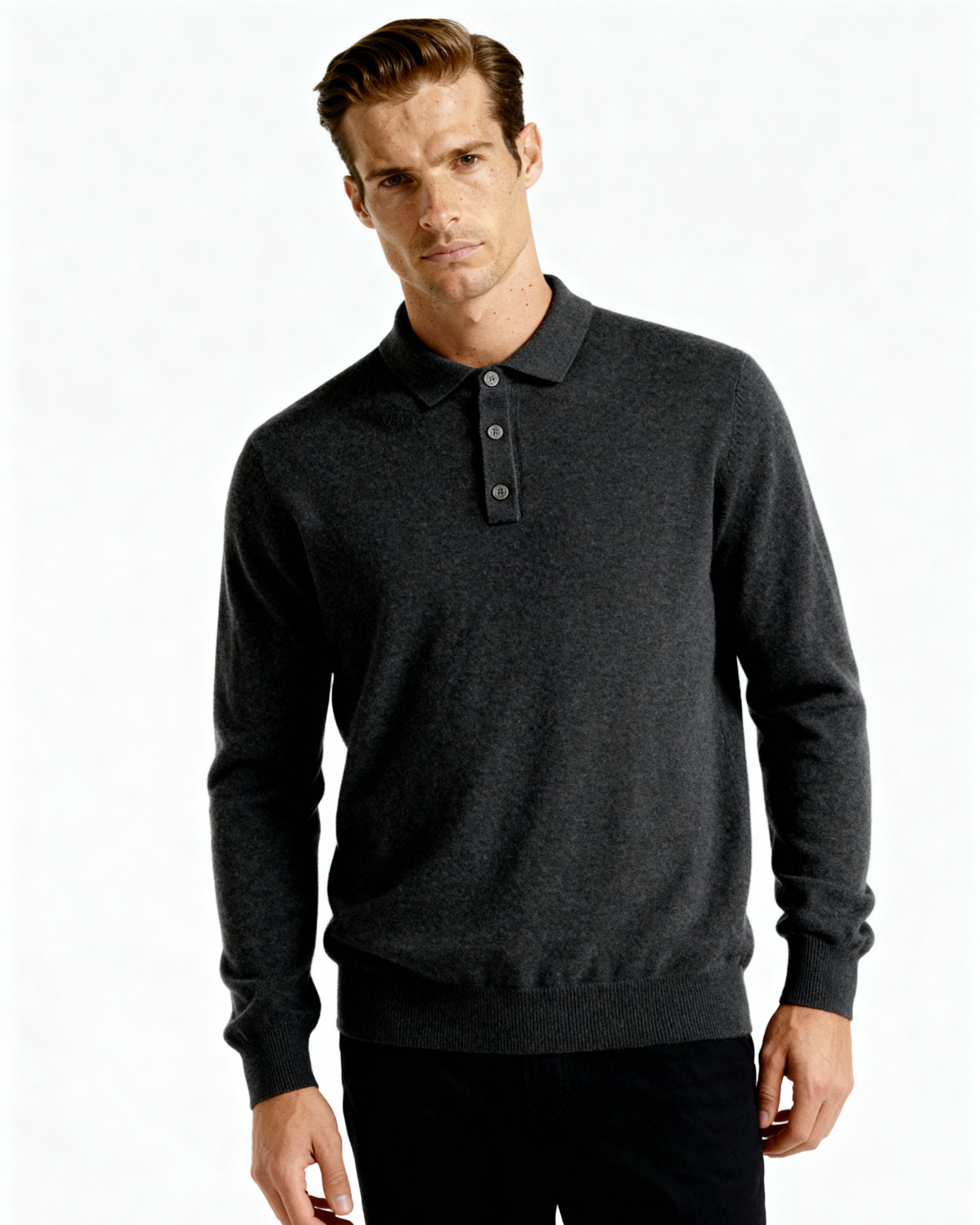 Additional view 18 of Men's Knit Cashmere Polo in an available colour — Ardovena Ravenna