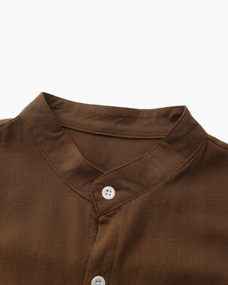 Additional view 06 of Men's Cotton Cotton Mandarin Shirt in an available colour — Ardovena Ravenna