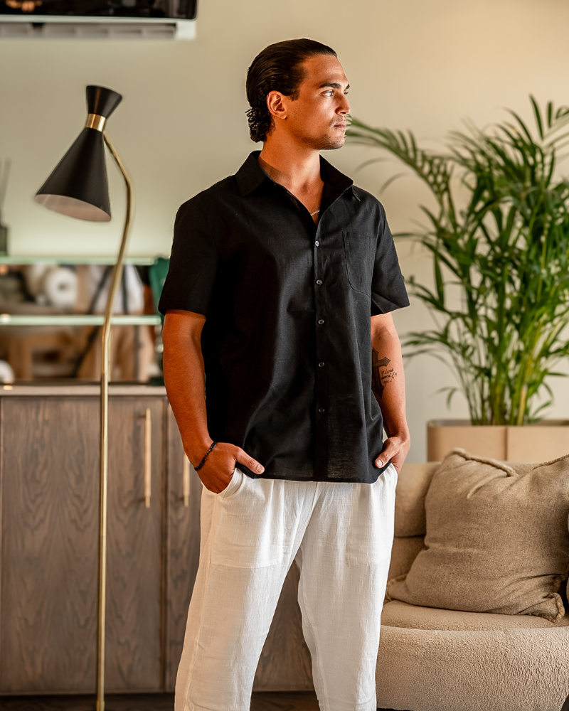 Men's Linen Linen Shirt Short-sleeve in an available colour — Ardovena Sintra, main product view