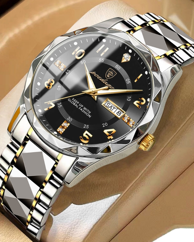 Close-up of material and construction details on men's Two-Tone Steel Watch — Ardovena Sintra