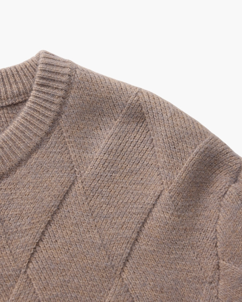 Additional view 13 of Men's Knit Diamond Knit Crewneck Sweater in an available colour — Ardovena Split