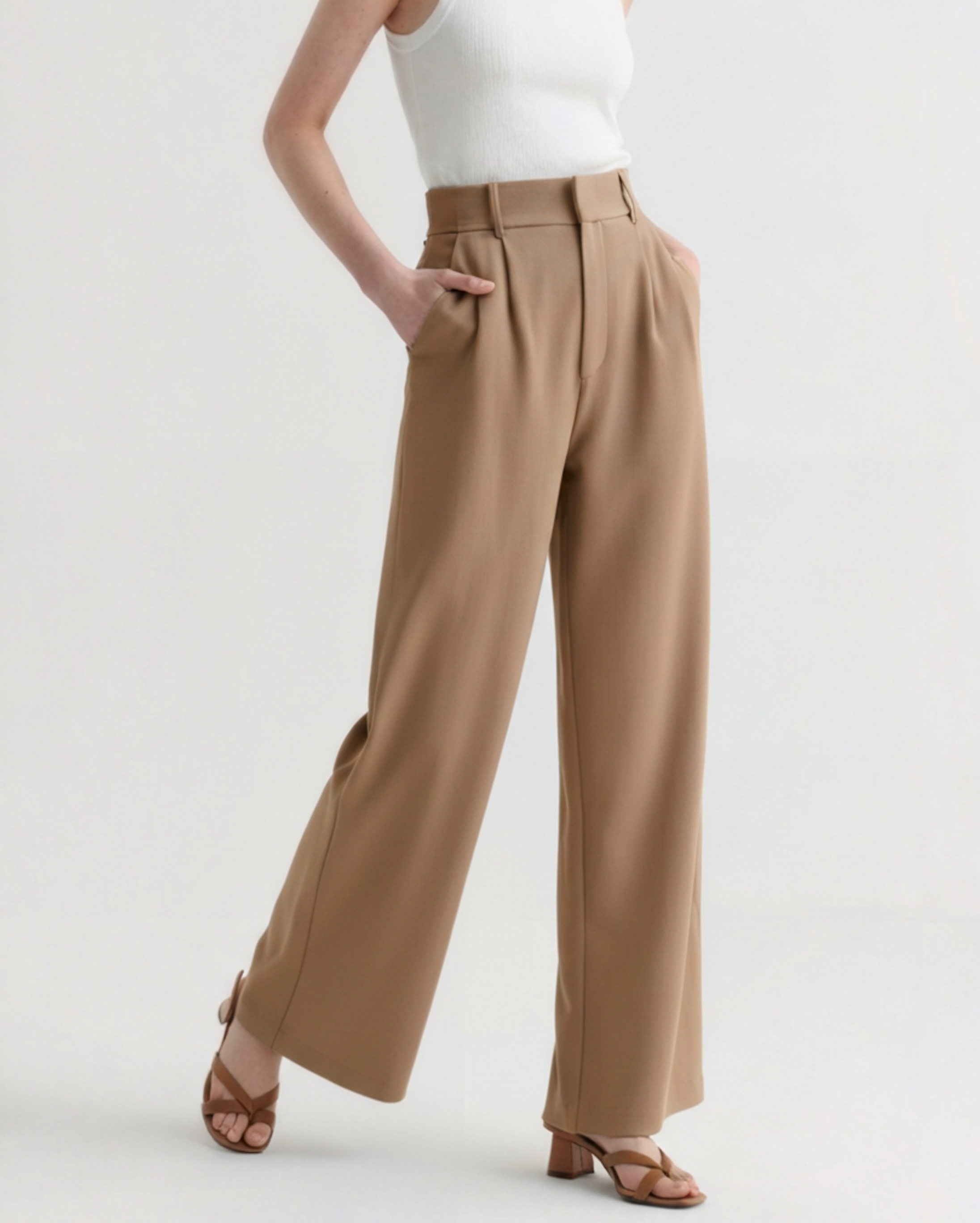 Additional view 06 of Women's Wide-leg Trousers in Brown — Ardovena Split