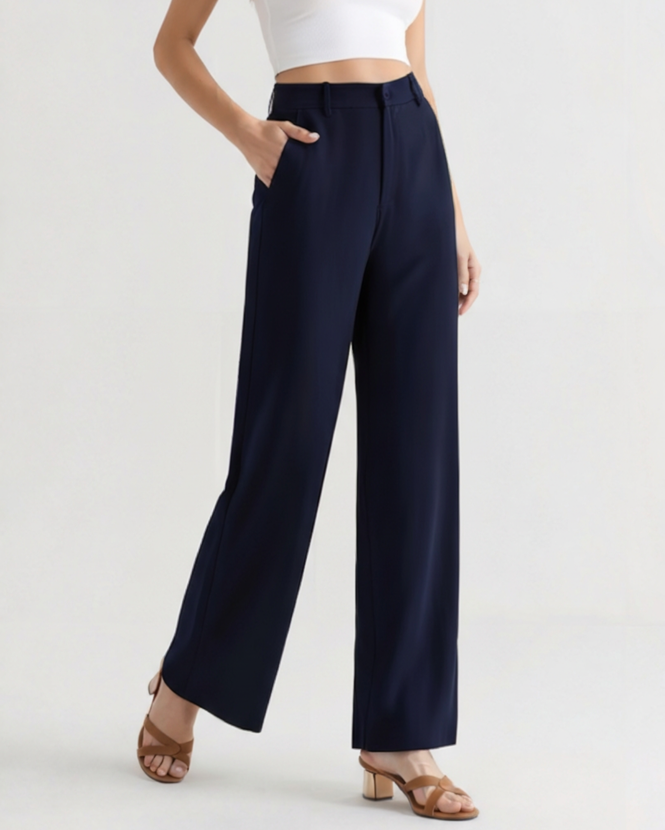 Additional view 04 of Women's Wide-leg Trousers in Navy — Ardovena Split