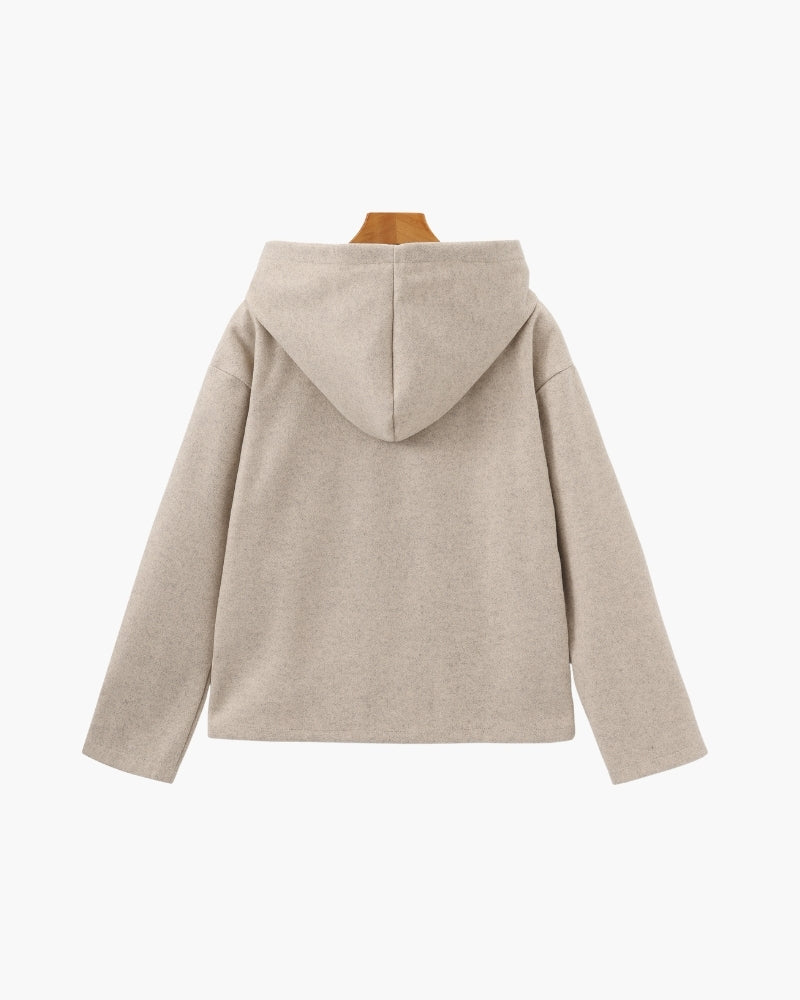 Close-up of material and construction details on women's Wool Coat — Ardovena Split