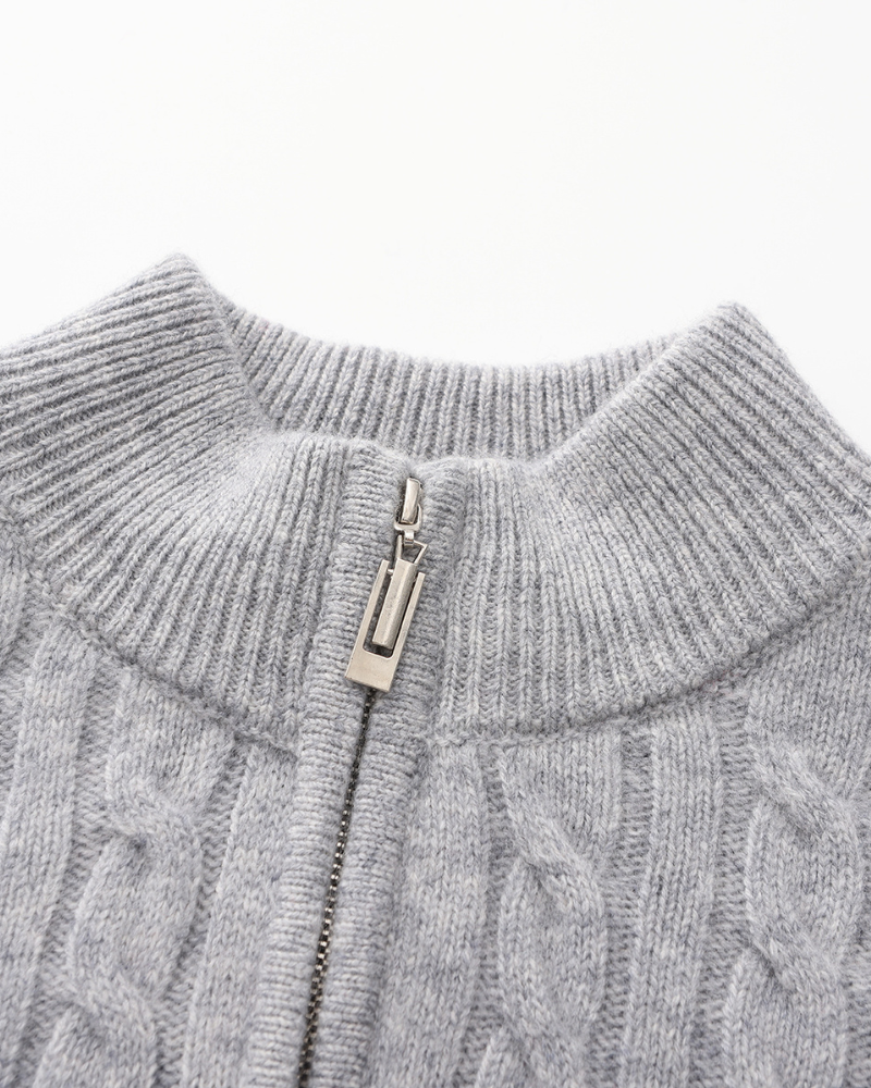 Additional view 10 of Men's Knit Cashmere Woven Half-zip Sweater in an available colour — Ardovena Tavira