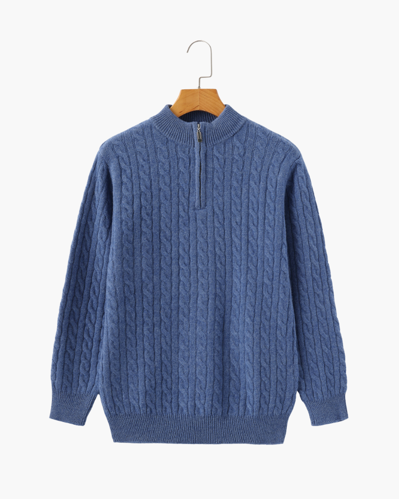Additional view 15 of Men's Knit Cashmere Woven Half-zip Sweater in an available colour — Ardovena Tavira