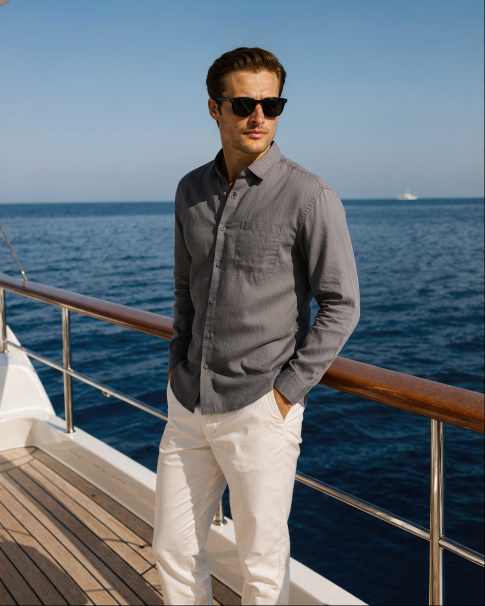 Additional view 20 of Men's Linen Linen Shirt in an available colour — Ardovena Amalfi
