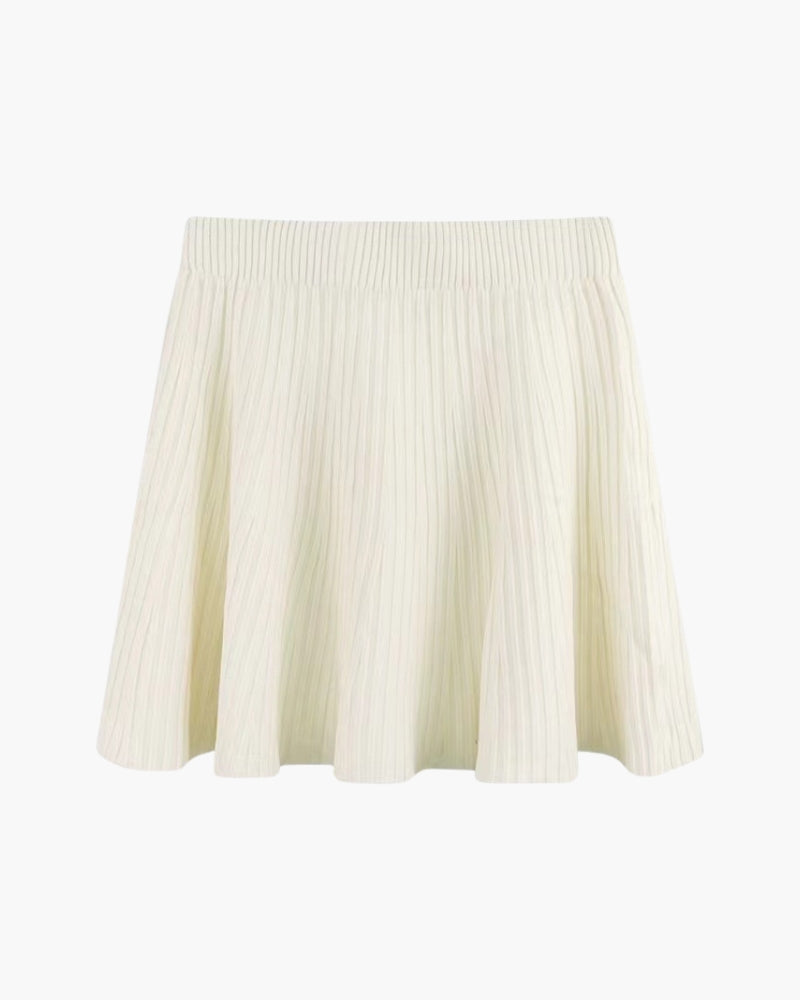 Back view of Women's Knit Pleated Wool Mini Skirt in an available colour — Ardovena Amalfi