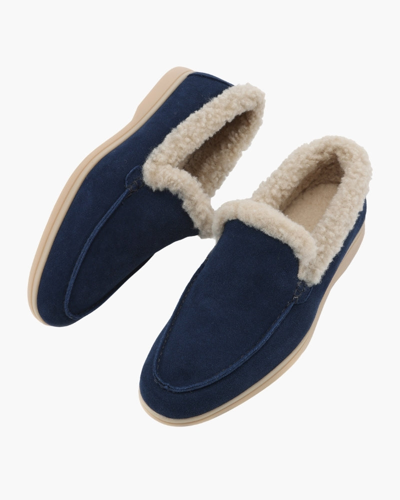 Close-up of material and construction details on men's Faux-Fur Lined Loafers — Ardovena Bari