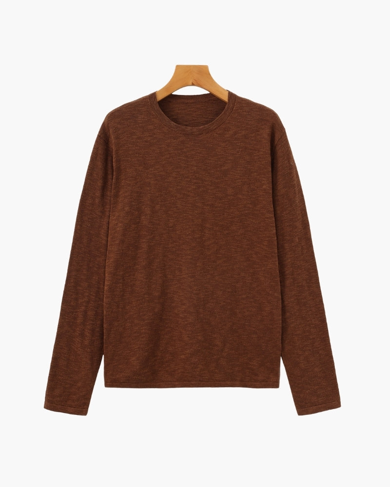 Back view of Men's Linen Cotton Crewneck in an available colour — Ardovena Bari