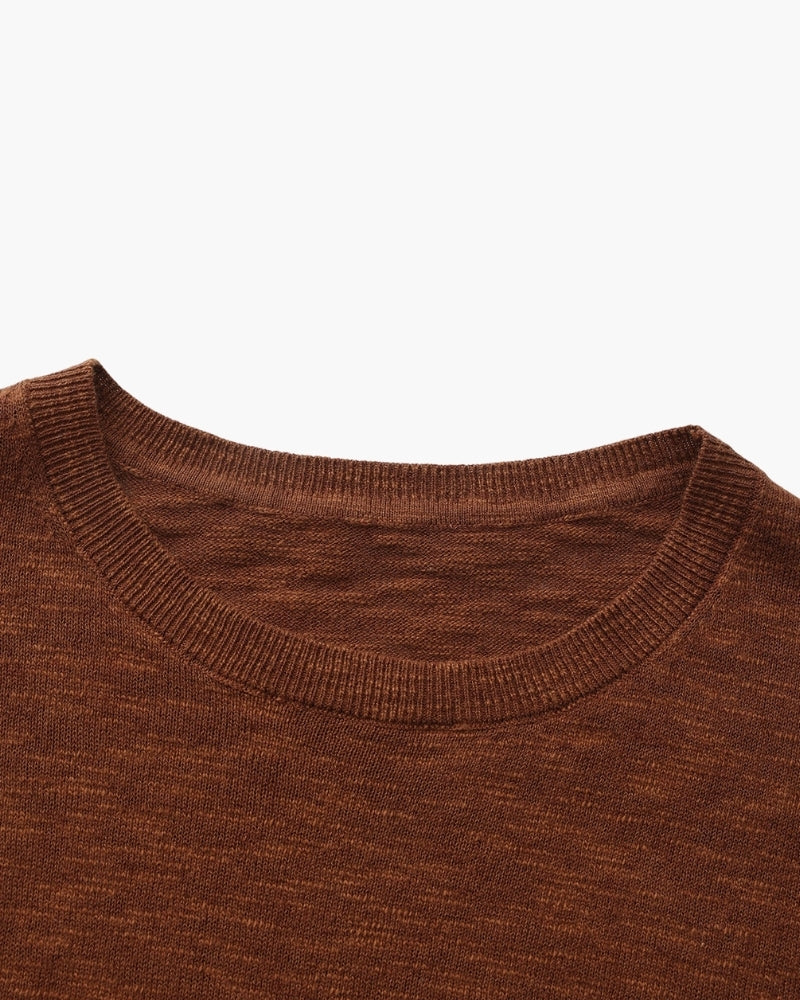 Additional view 12 of Men's Linen Cotton Crewneck in an available colour — Ardovena Bari