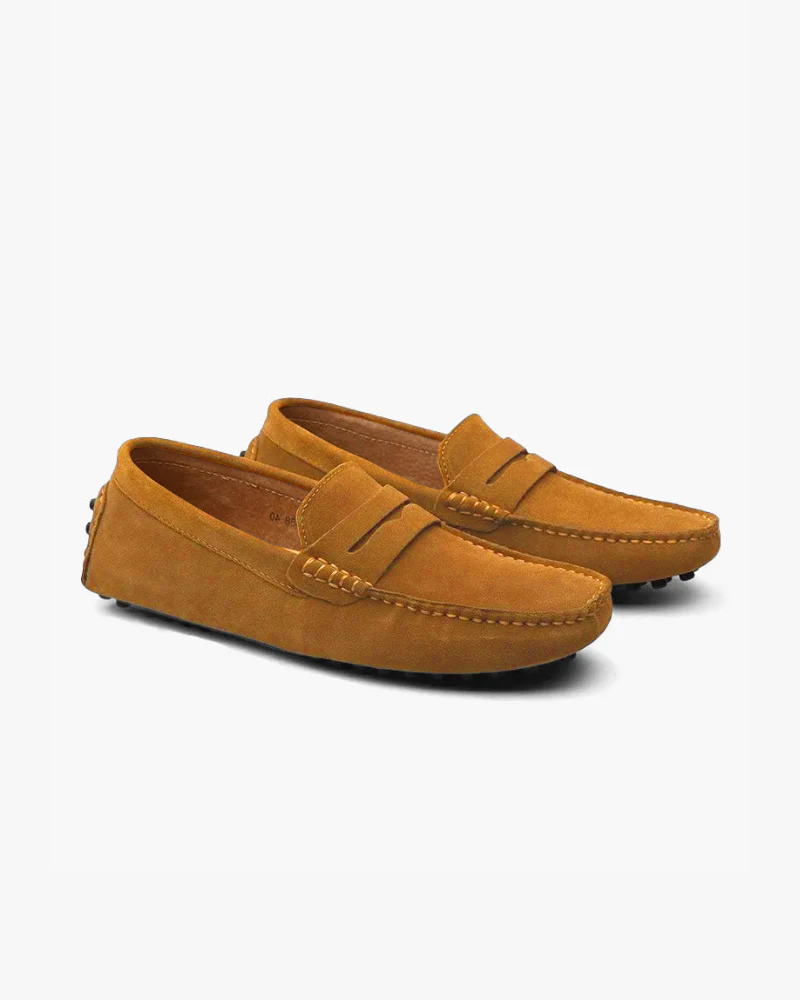 Additional view 07 of Men's Suede Suede Driver Loafers in Caramel — Ardovena Bari