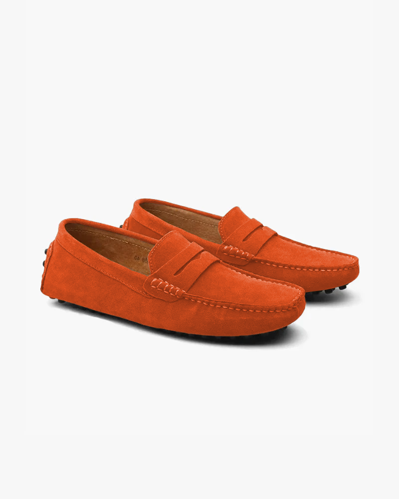Additional view 09 of Men's Suede Suede Driver Loafers in Orange — Ardovena Bari