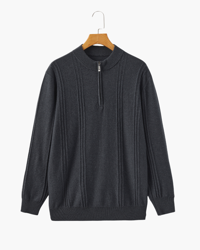 Additional view 06 of Men's Knit Cashmere Ribbed Half-zip Sweater in an available colour — Ardovena Cádiz
