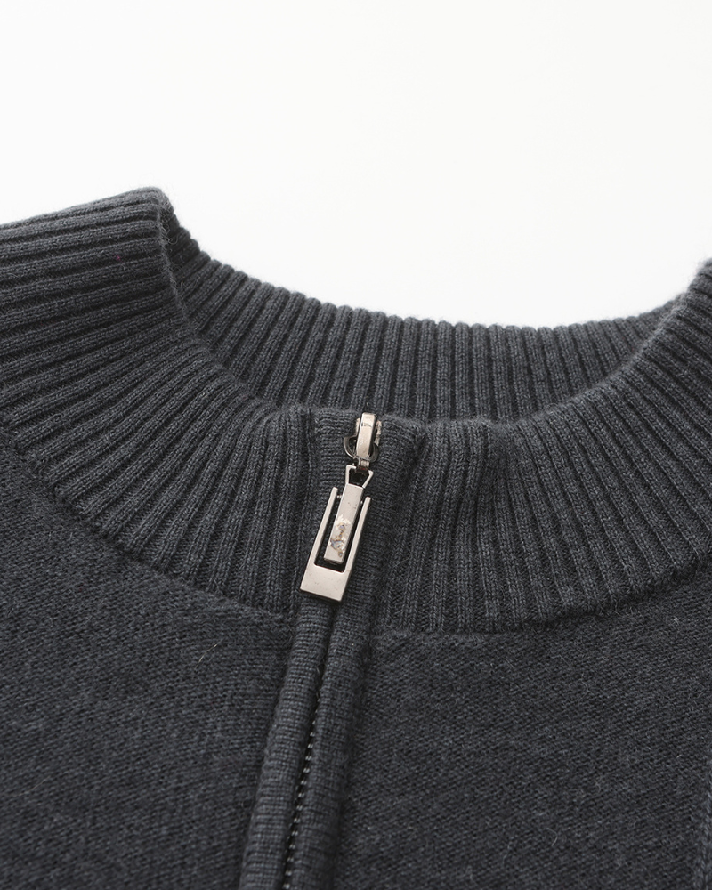 Additional view 11 of Men's Knit Cashmere Ribbed Half-zip Sweater in an available colour — Ardovena Cádiz