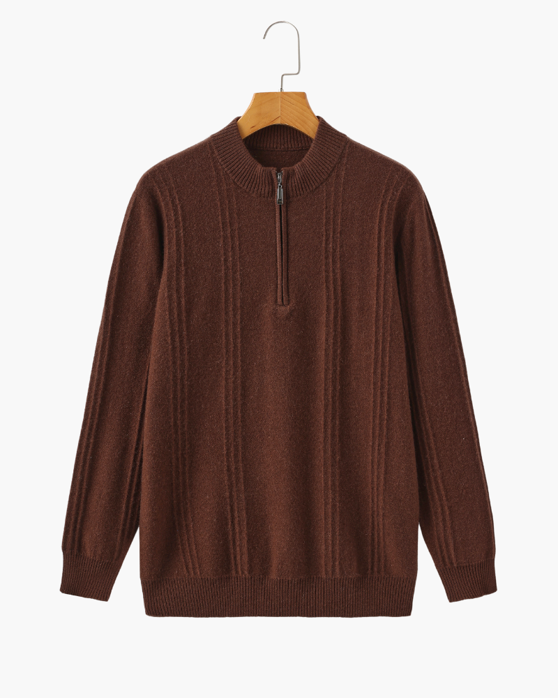 Additional view 14 of Men's Knit Cashmere Ribbed Half-zip Sweater in an available colour — Ardovena Cádiz