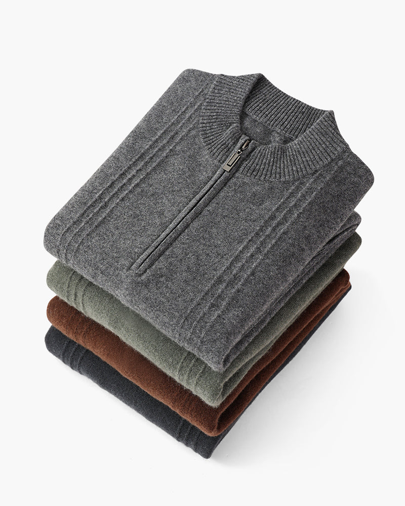 Additional view 16 of Men's Knit Cashmere Ribbed Half-zip Sweater in an available colour — Ardovena Cádiz