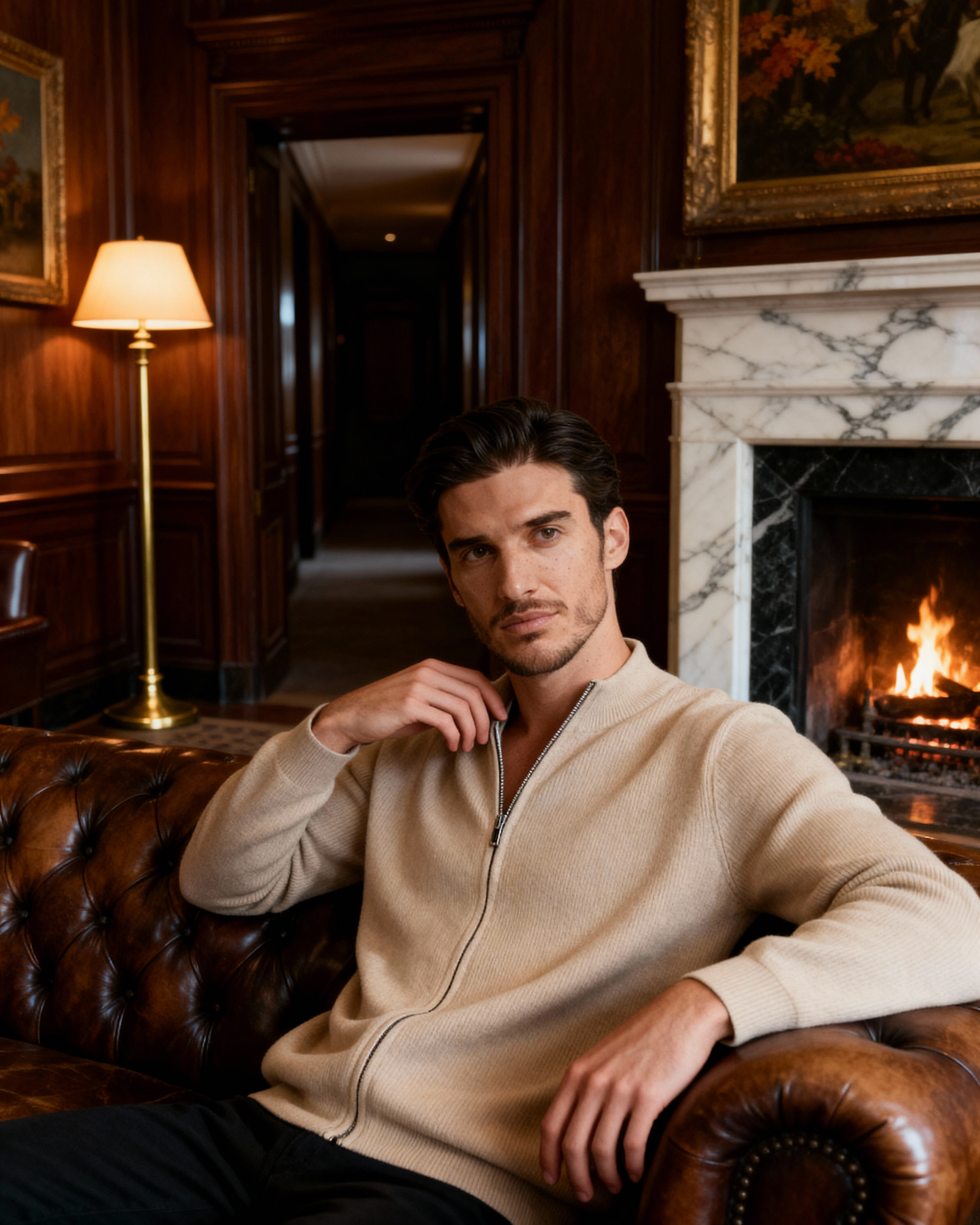 Additional view 15 of Men's Knit Cashmere Vest in Beige — Ardovena Cádiz