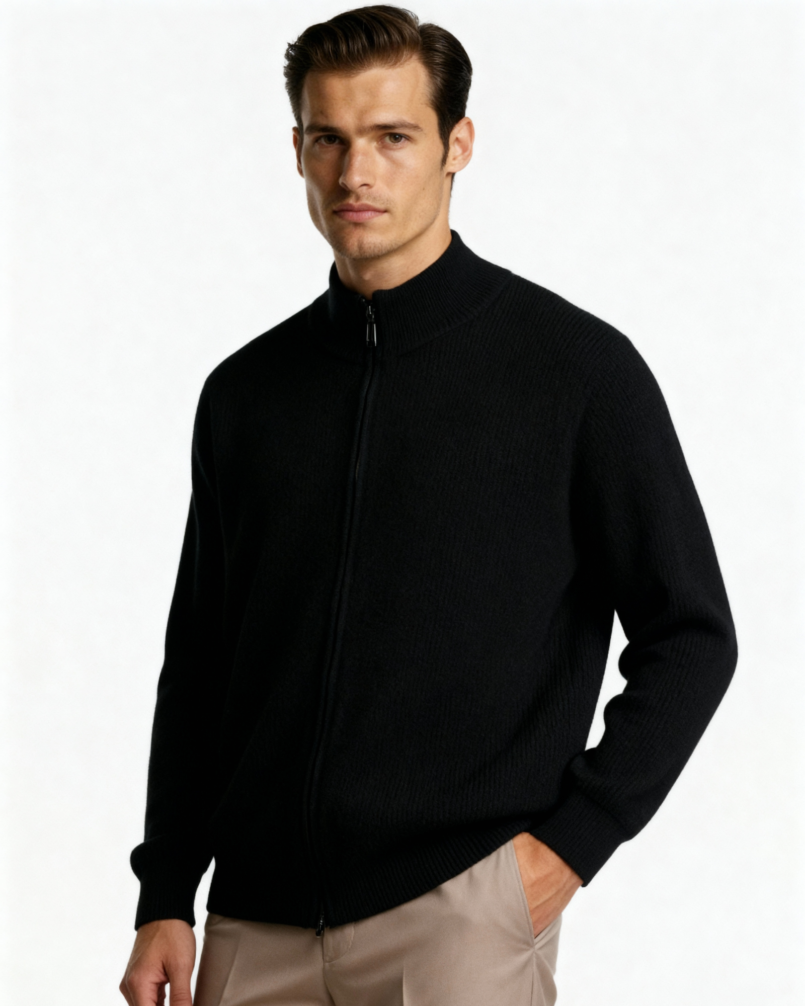 Additional view 08 of Men's Knit Cashmere Vest in Black — Ardovena Cádiz
