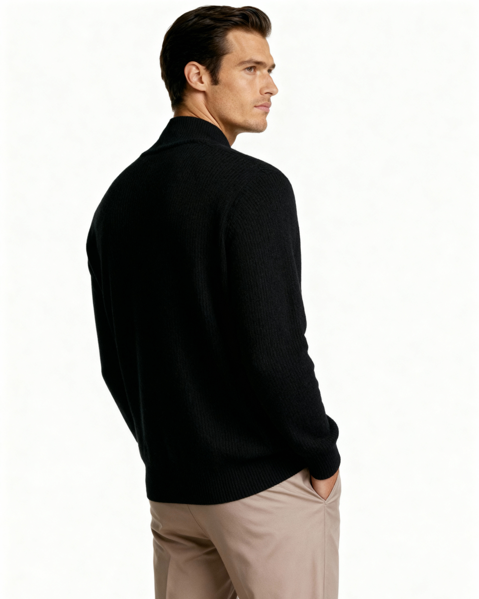 Additional view 11 of Men's Knit Cashmere Vest in Black — Ardovena Cádiz