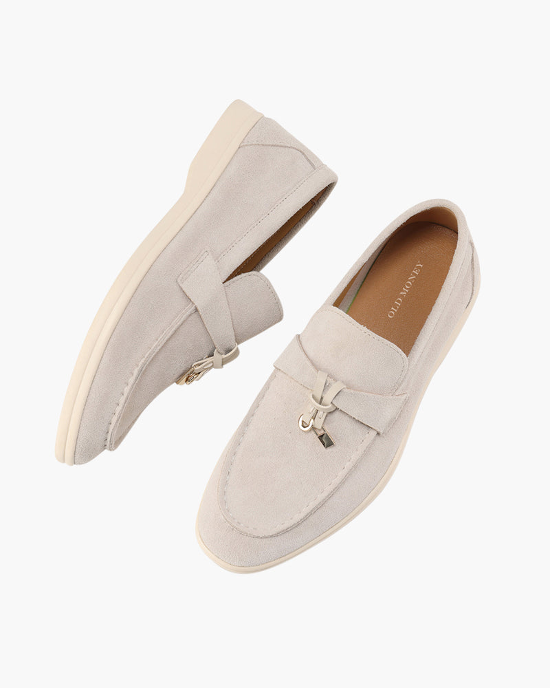 Close-up of material and construction details on women's Suede Loafers — Ardovena Cádiz