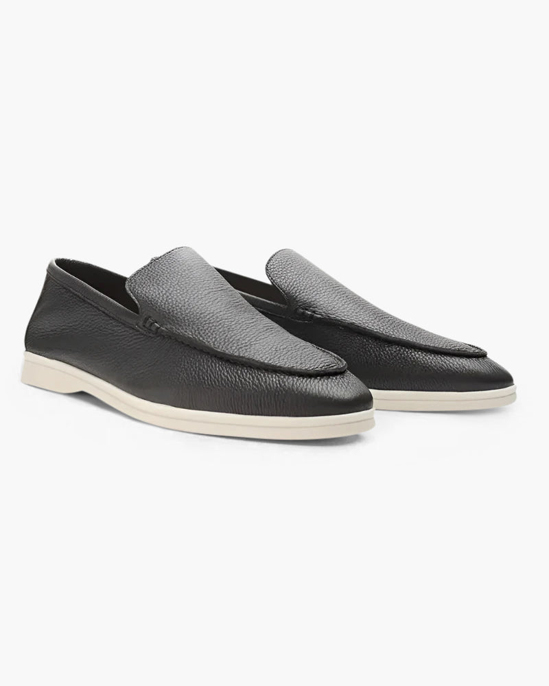 Close-up of material and construction details on men's Leather Loafers — Ardovena Cascais
