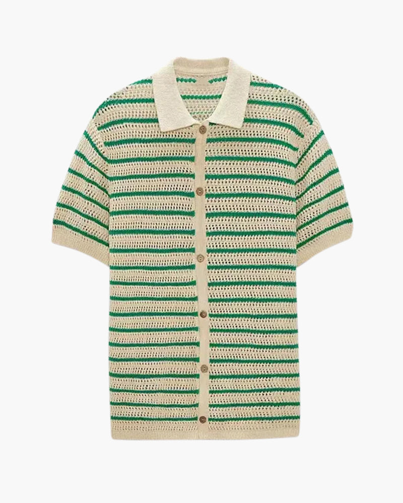 Men's Knit Knitted Button Shirt in the colour shown — Ardovena Faro, main product view