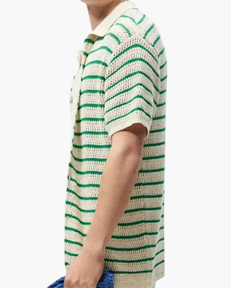 Additional view 06 of Men's Knit Knitted Button Shirt in the colour shown — Ardovena Faro