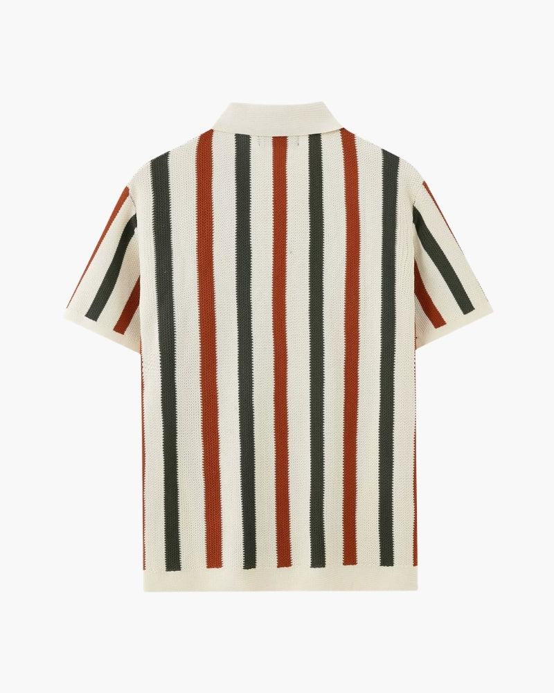 Additional view 04 of Men's Knit Striped Knit Polo in the colour shown — Ardovena Faro