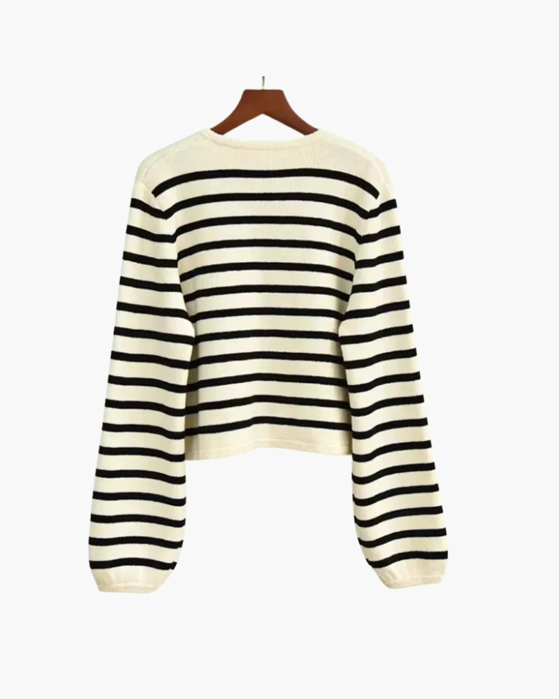Back view of Women's Knit Striped Wool Vest in an available colour — Ardovena Faro