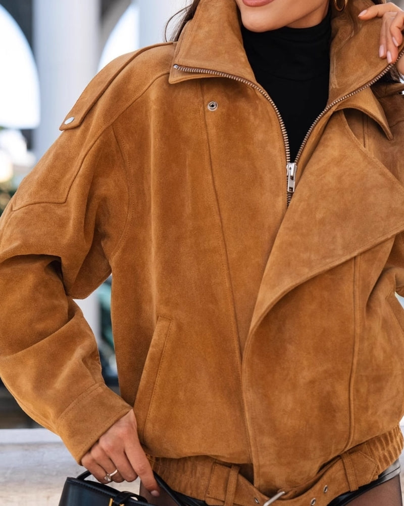 Additional view 06 of Women's Suede Suede Drape Jacket in an available colour — Ardovena Faro